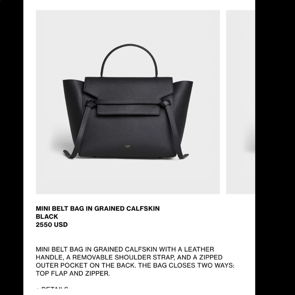 Celine mini belt bag in grained calf skin